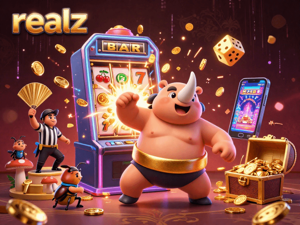 Die Sumo-Meisterschaft im Kasino-Stil mit realz, wo goldene Münzen fliegen und ein Jackpot explodiert.