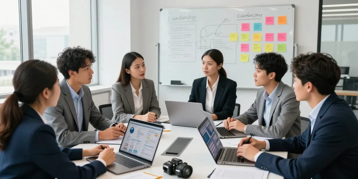 Feedback Kultur Arbeit stärken durch Team-Zusammenarbeit und moderne Büro-Atmosphäre.