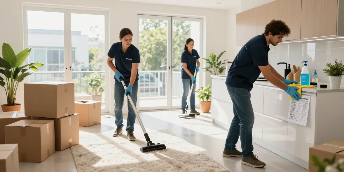 Professional umzugsreinigung bern service team performing move-out cleaning in a bright apartment.