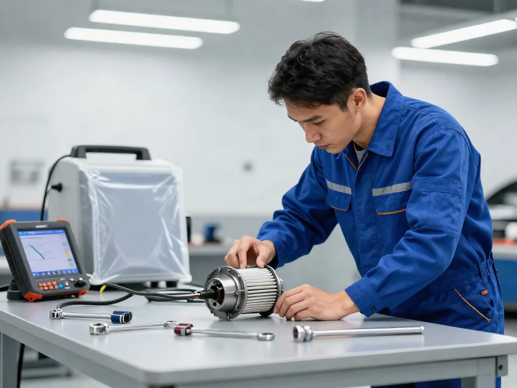 Professionelle DPF Reinigung Hannover in Werkstatt mit Mechaniker und Ausrüstung
