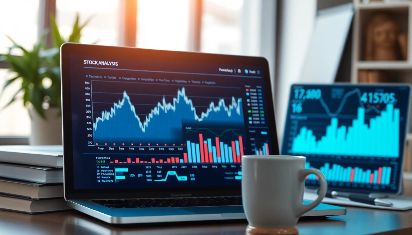 Muster Aktien Analyse im modernen Finanzumfeld mit dynamischen Diagrammen und Datentrends.