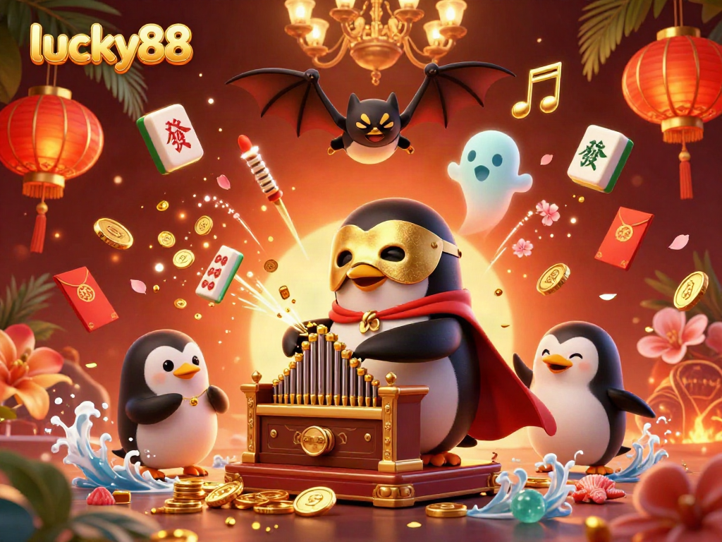 Experience exciting wins with lucky88 in this vibrant casino scene filled with golden coins and dynamic characters.