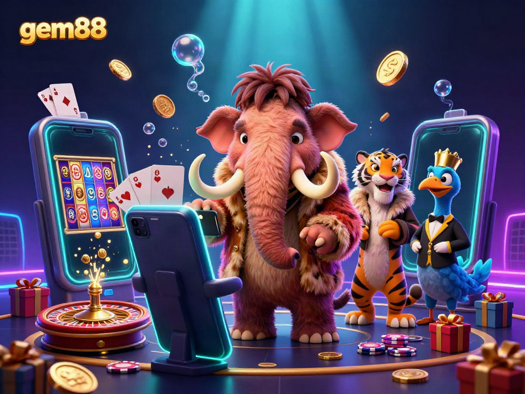 Interact in the vibrant world of gem88 with unique characters and exciting gambling elements.