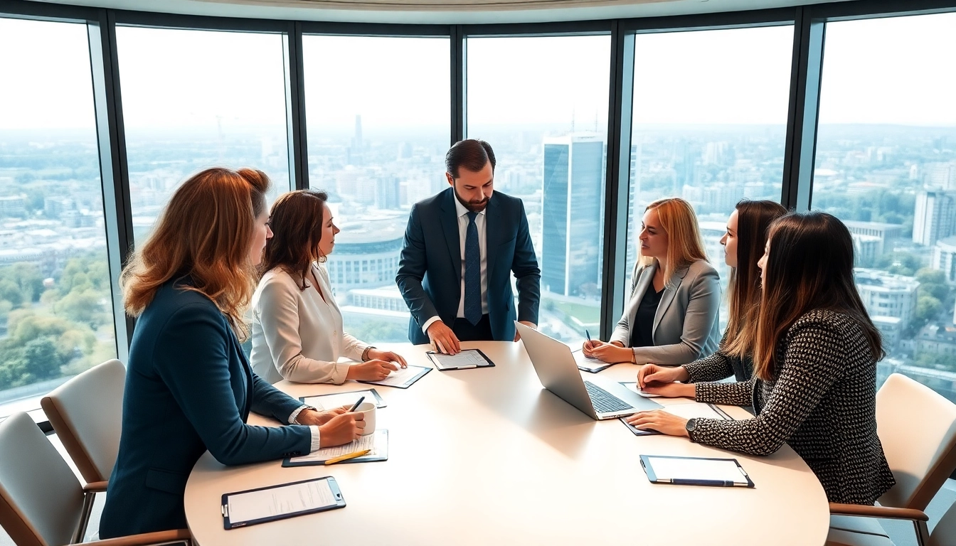 Headhunter Schweiz im modernen Büroumfeld bei einer Besprechung mit einem Team.