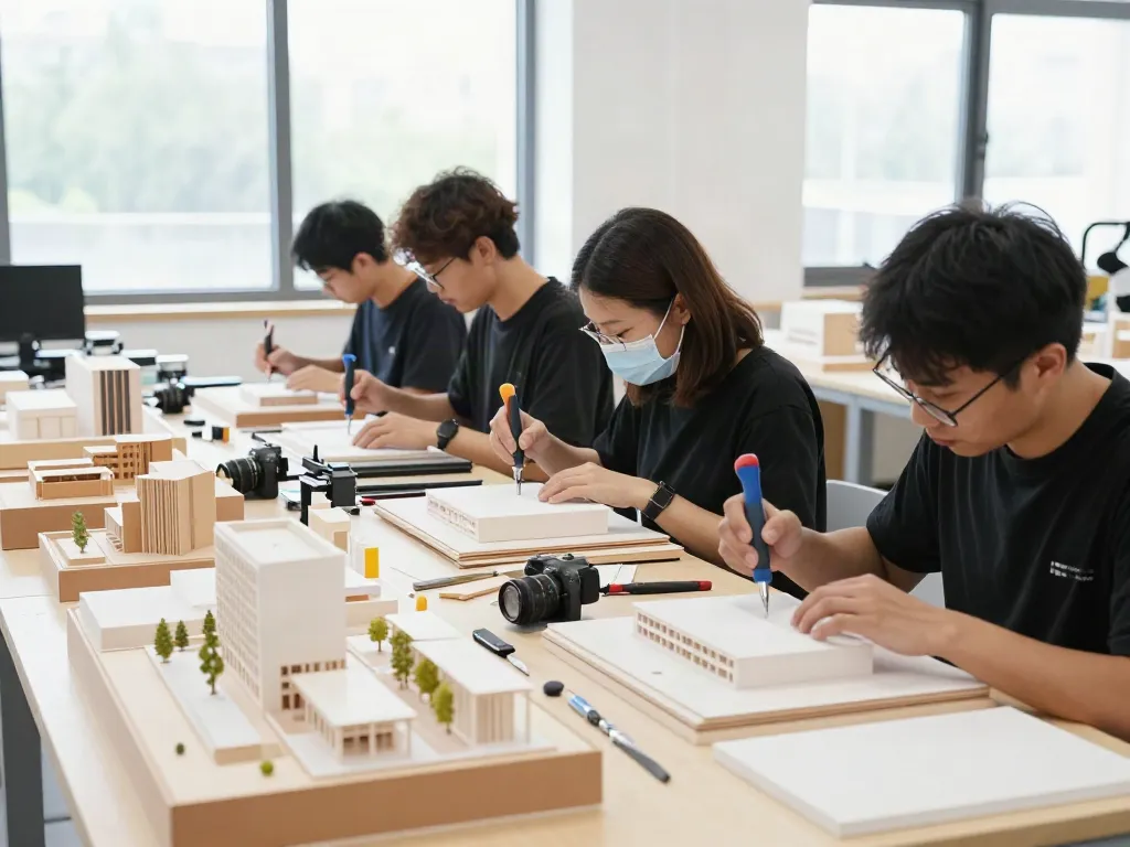 Detailierte Modelle aus dem Architekturmodellbau Schweiz werden in einem kreativen Workshop gefertigt.