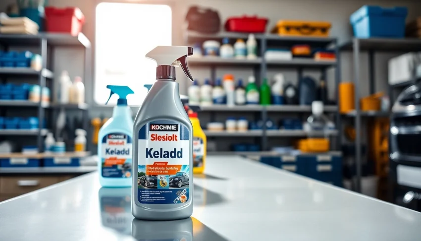 Koch Chemie Produkte für professionelle Fahrzeugpflege auf einem eleganten Tisch.