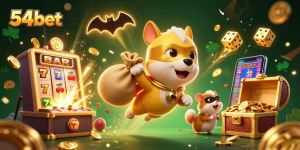 Bet and win with 54bet in an exciting casino adventure featuring superhero characters and vibrant gambling elements.
