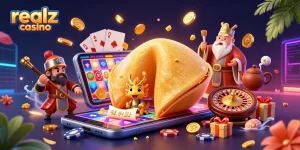 Experience exciting gaming at realz casino with vibrant characters and dynamic slot games.